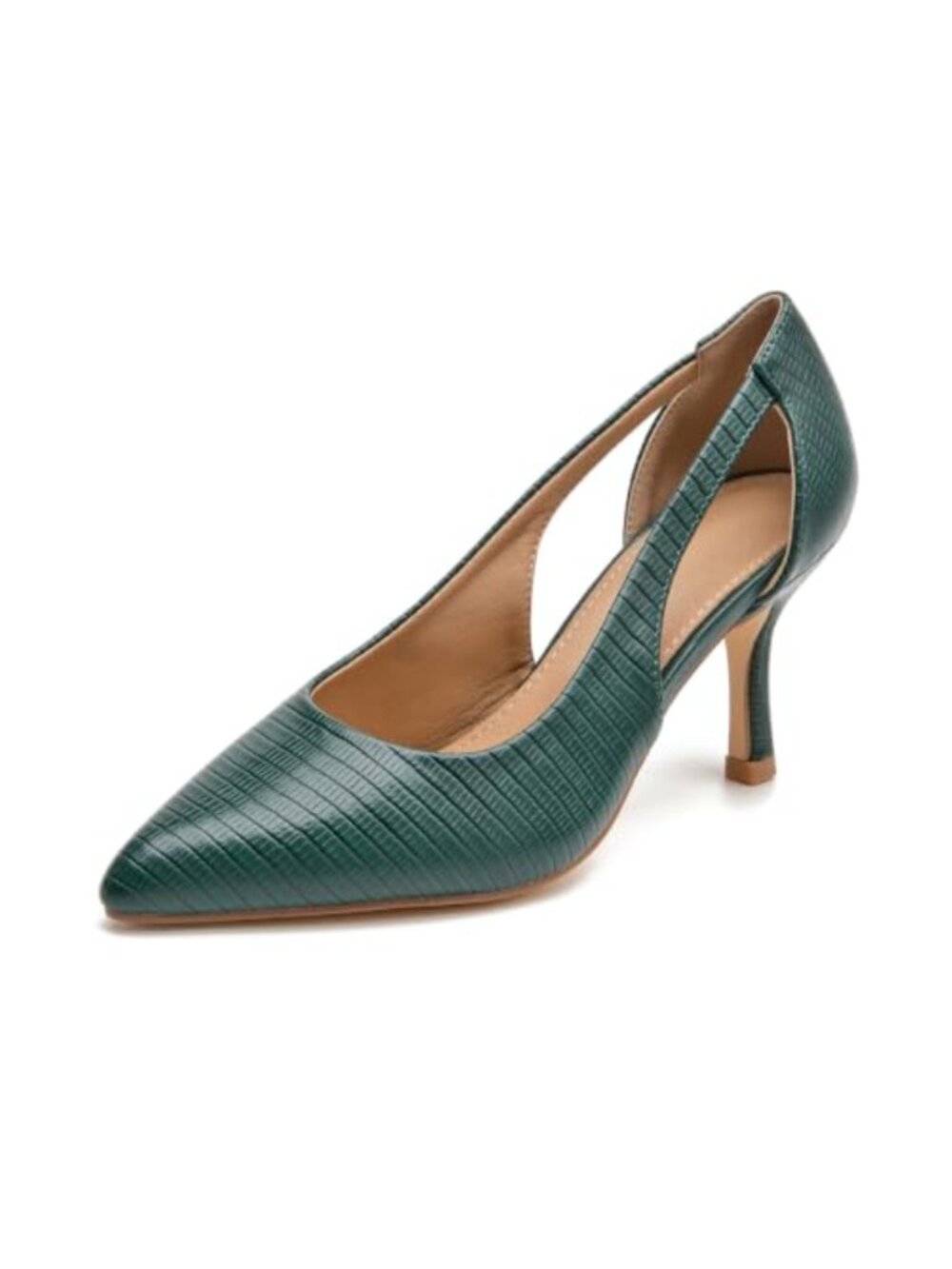 Women's Pointed Toe Kitten Heel Pumps Cutout Work Shoes